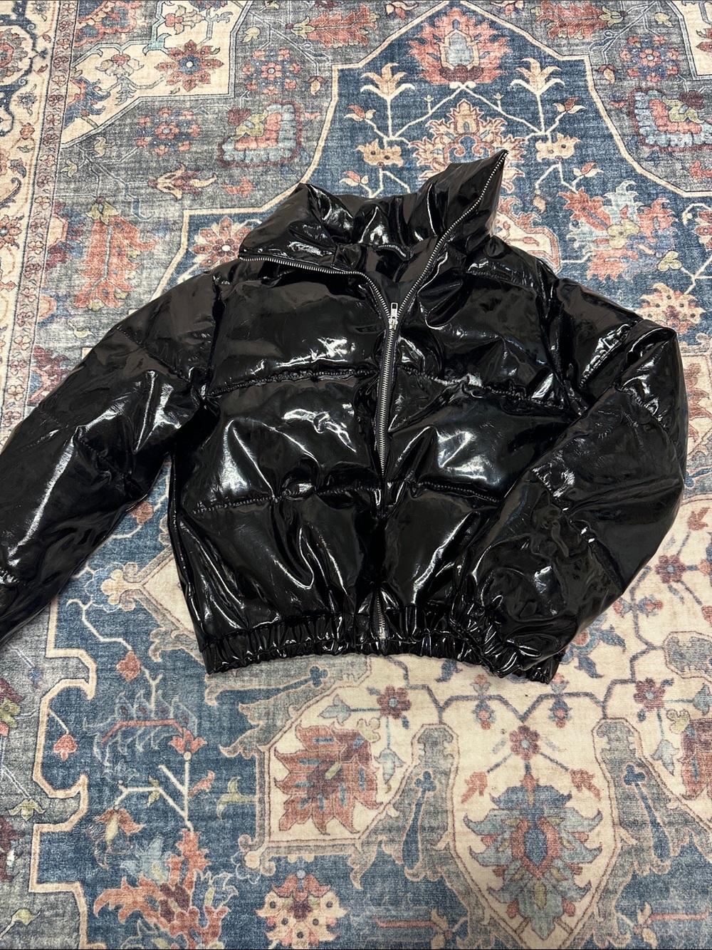 PrettyLittleThing Black Glossy Puffer Jacket